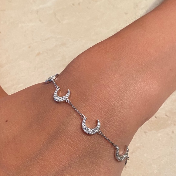 Sterling Silver RP CZ Crescent Bracelet - Picture 11 of 17